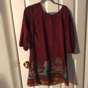 Maroon detailed dress
